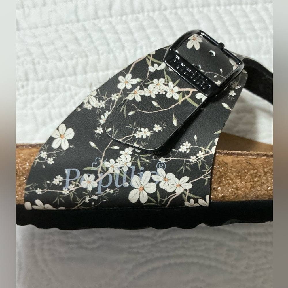 Papillio by Birkenstock Gizeh floral print black & white Sandal Euro 38 US 7 - Picture 9 of 12